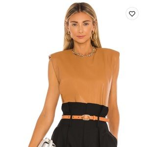 Amanda Uprichard leather tank with shoulder pad sleeves